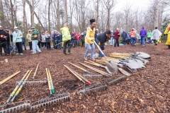 Volunteers plant trees along Phase II of Green Mill Run Greenway during ReLeaf's annual Community Tree Day event on Saturday, March 18, 2017.